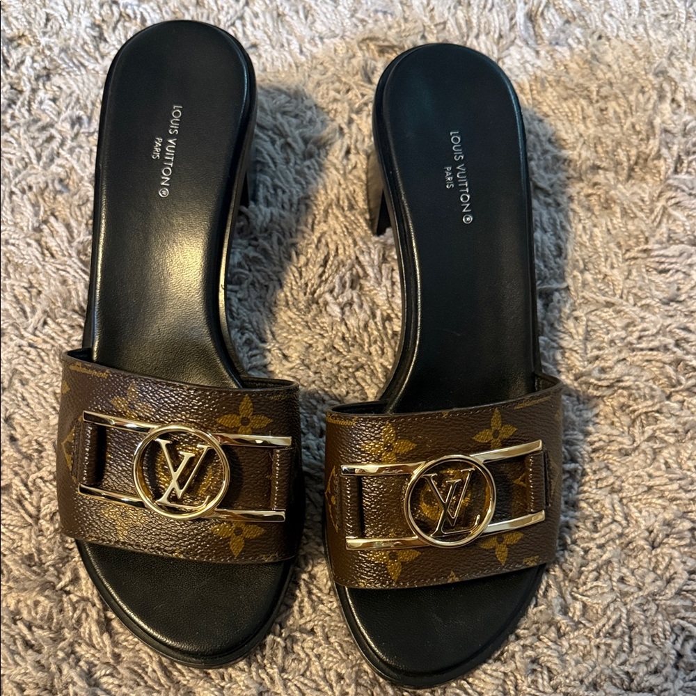 Louis Vuitton Brown and Gold Sandals